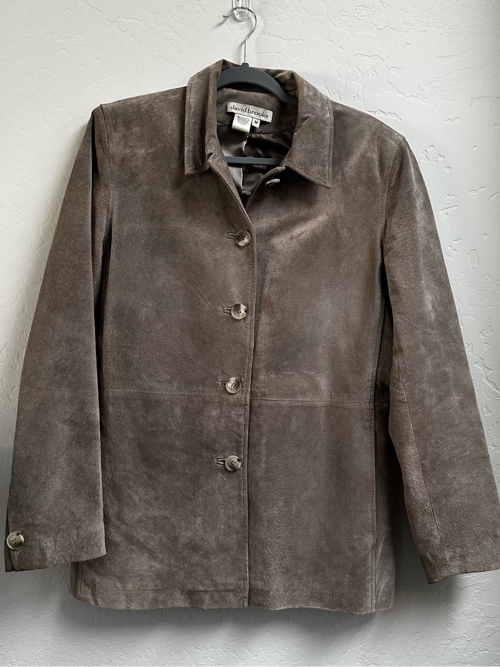 Vintage David Brooks Genuine Suede Leather Jacket Coat Taupe Brown M